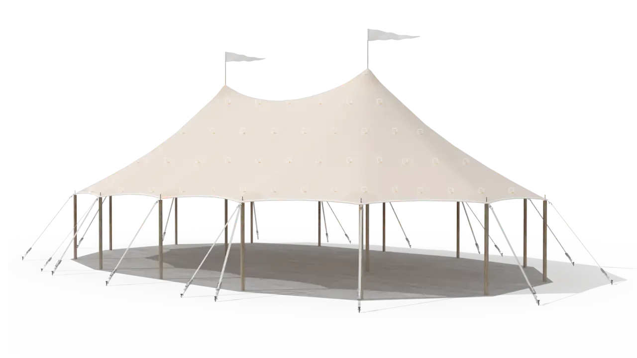 Modelillustration: Qtents 10 × 16 m · set fra siden