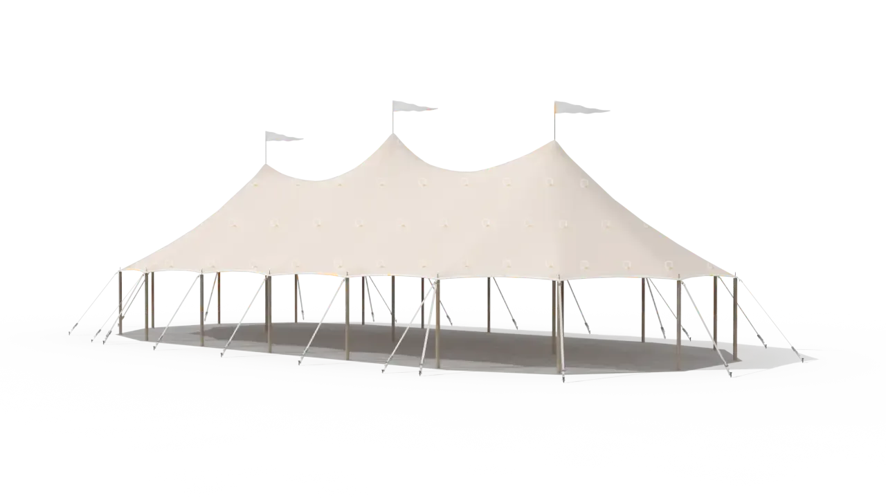 Modelillustration: Mastetelt 10 × 22 m · set fra siden
