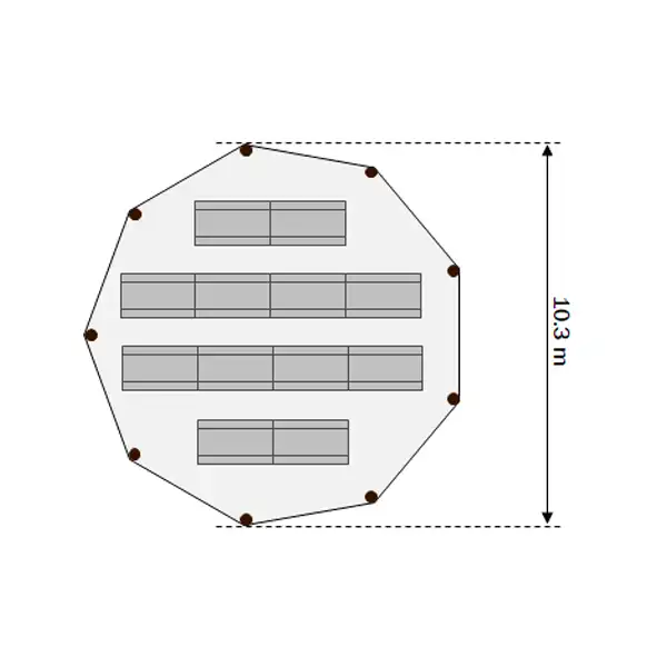 Rækker med borde bænke